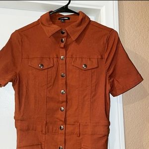Burnt Orange Denim Mini Dress